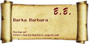 Barka Barbara névjegykártya